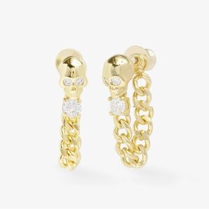 Melinda Maria Ride or Die Soft Hoops 6.8mm - Gold w/ White Diamondettes